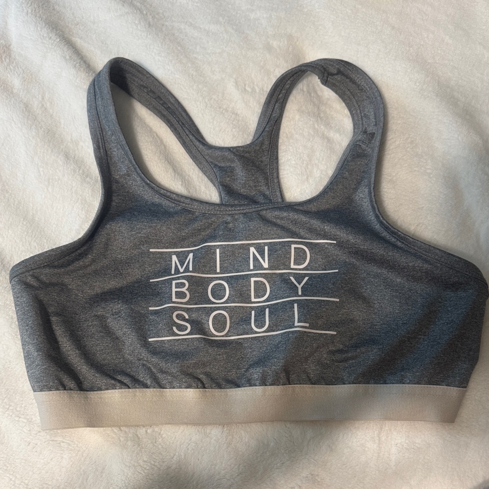 Danskin Now Gray and White Sports Bra Performance Fabric